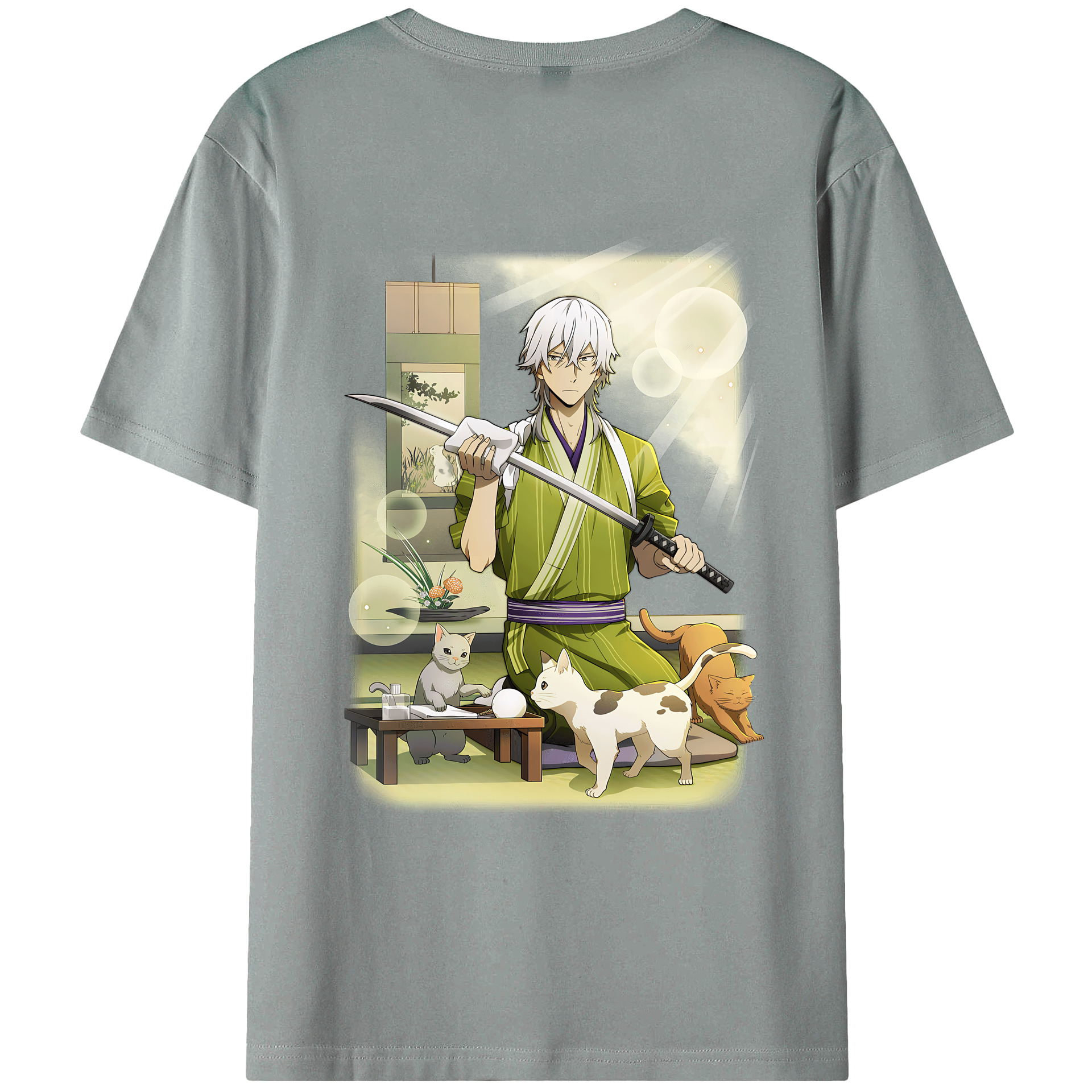 （画像用） 文豪ストレイドッグス Bungo Stray Dogs 綿100％ メンズ半袖Tシャツ（バックプリント） 通気性